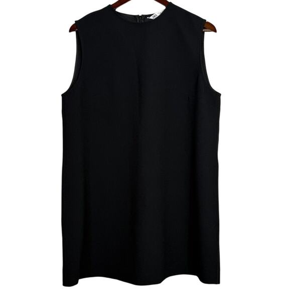 Zara Professional Sleeveless Sheath Mini Dress Raw Side Seams Detail XL Black - Picture 1 of 16